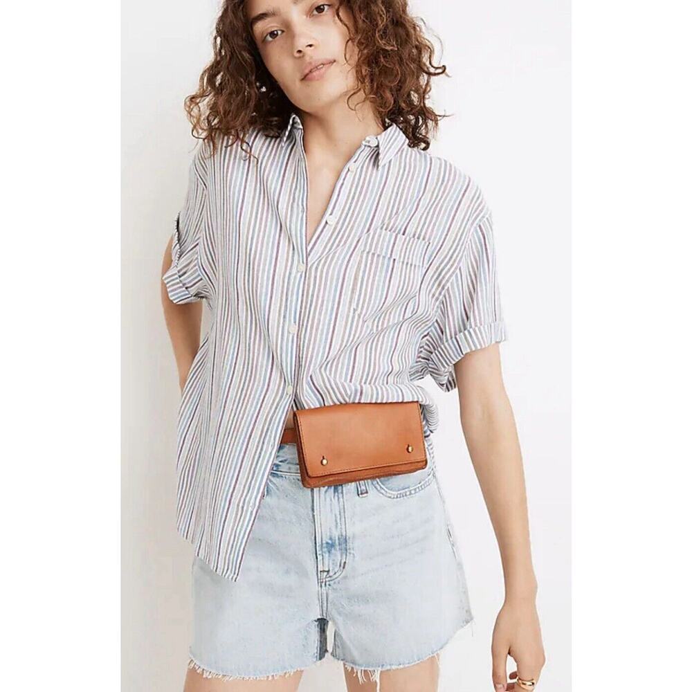 Madewell Rainbow Striped Chronicle Button Up Shirt Size S Oversized Slouchy Boxy
